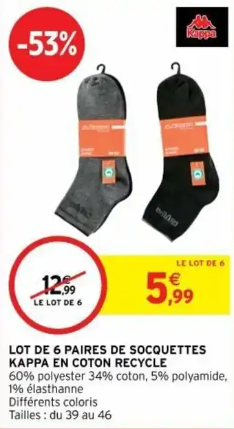 Lot de 6 paires de socquettes kappa en coron recycle