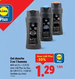 Lidl Gel douche 3 en 1 homme offre