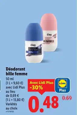 Lidl Déodorant bille femme offre