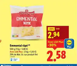 Lidl Emmental râpé offre