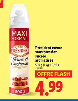Lidl PRÉSIDENT crème sous pression sucrée aromatisée offre