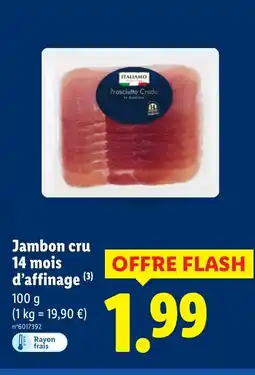 Lidl Jambon cru 14 mois d'affinage offre