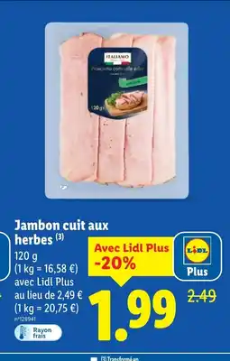 Lidl Jambon cuit aux herbes offre