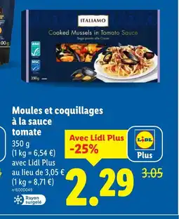Lidl Moules et coquillages à la sauce tomate offre