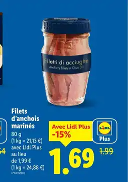 Lidl Filets d'anchois marinés offre