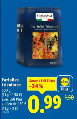 Lidl Farfalle Tricolore offre