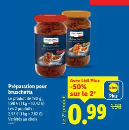 Lidl Préparation pour bruschetta offre