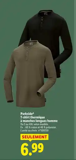 Lidl PARKSIDE T-shirt thermique à manches longues homme offre