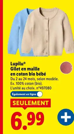 Lidl LUPILU Gilet en maille en coton bio bébé offre