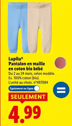 Lidl LUPILU Pantalon en maille en coton bio bébé offre