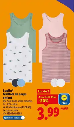 Lidl LUPILU Maillots de corps enfant offre