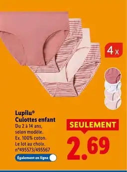 Lidl LUPILU Culottes enfant offre