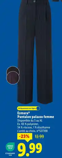 Lidl ESMARA Pantalon palazzo femme offre
