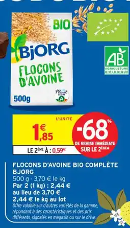 Intermarché Contact BJORG Flocons d'avoine bio complète offre