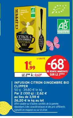 Intermarché Contact CLIPPER Infusion citron gingembre bio offre