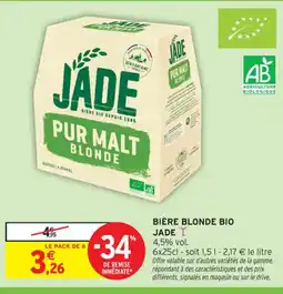 Intermarché Contact JADE Bière blonde bio offre