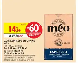 Intermarché Contact ESPRESSO Café espresso en grains offre