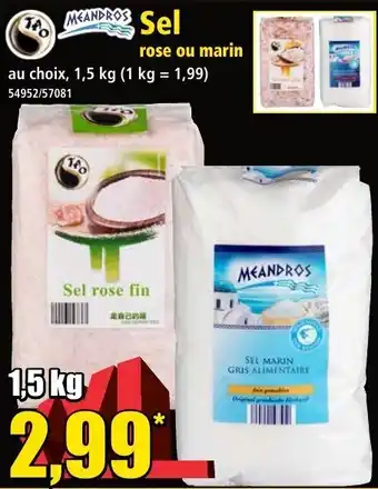Norma Sel rose ou marin offre