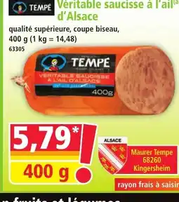 Norma TEMPE Véritable saucisse à l'ail d'Alsace offre