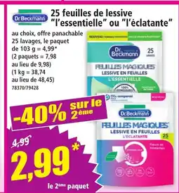 Norma DR BECKMANN 25 feuilles de lessive l'essentielle ou l'éclatante offre