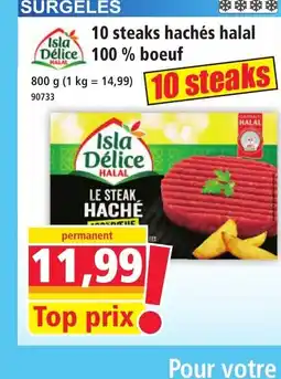 Norma ISLA DÉLICE 10 steaks hachés halal 100% boeuf offre