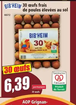 Norma BIB'HEIM 30 oeufs frais de poules élevées au sol offre