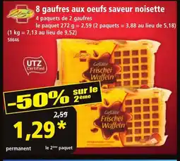Norma 8 gaufres aux oeufs saveur noisette offre