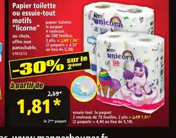 Norma Papier toilette ou essuie-tout motifs papier toilette licorne offre