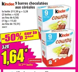 Norma KINDER 9 barres chocolatées aux céréales offre