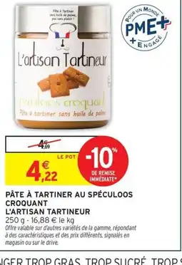 Intermarché Hyper Pâte à tartiner au spéculoos croquant l'artisan tartineur offre