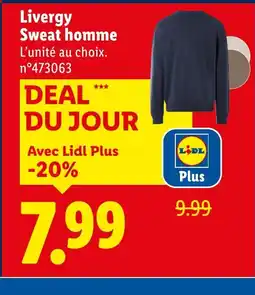 Lidl LIVERGY Sweat homme offre