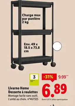 Lidl LIVARNO HOME Desserte à roulettes offre