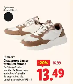 Lidl ESMARA Chaussures basses premium femme offre