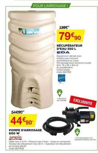 Bricomarché Récupérateur D'eau 550 L Eda offre