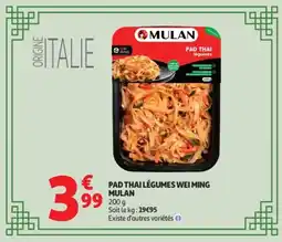 Auchan Pad thai légumes wei ming mulan offre