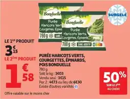 Auchan Purée haricots verts, courgettes, épinards, pois bonduelle offre