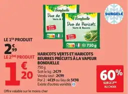 Auchan Haricots verts et haricots beurres précuits à la vapeur bonduelle offre