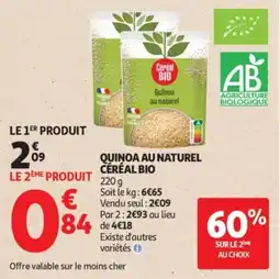 Auchan Quinoa au naturel céréal bio offre