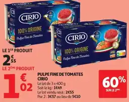 Auchan Pulpe fine de tomates cirio offre