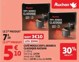Auchan Café moulu 100% arabica classique auchan offre