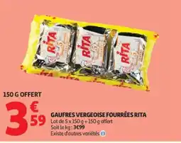 Auchan Gaufres vergeoise fourrées rita offre