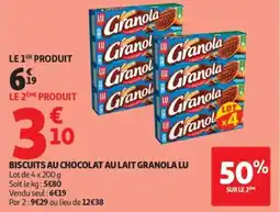 Auchan Biscuits au chocolat au lait granola lu offre