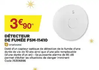 Bricomarché Détecteur de Fumée FSM-11410 offre