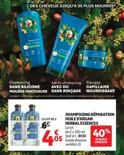 Auchan Shampooing huile d'argan herbal essences offre