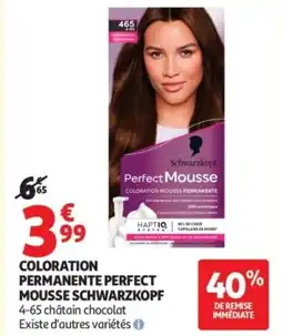 Auchan Coloration permanente perfect mousse schwarzkopf offre