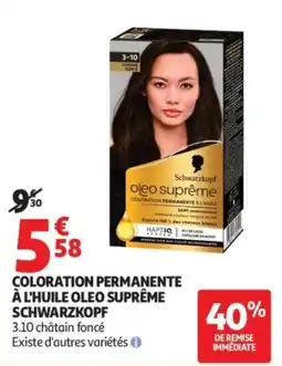 Auchan Coloration permanente à l'huile oleo suprême schwarzkopf offre