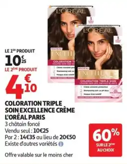 Auchan Coloration triple soin excellence crème l'oréal paris offre