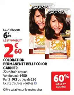 Auchan Coloration permanente belle color garnier offre