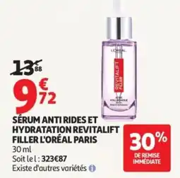 Auchan Sérum anti rides et hydratation revitalift filler l'oréal paris offre