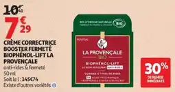 Auchan Crème correctrice booster fermeté biophenol-lift la provençale offre